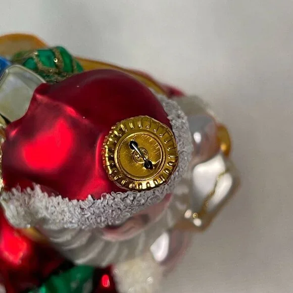 Vintage Santa Claus Christmas Ornament Handcrafted Glass Wreath List Toys - Picture 6 of 8